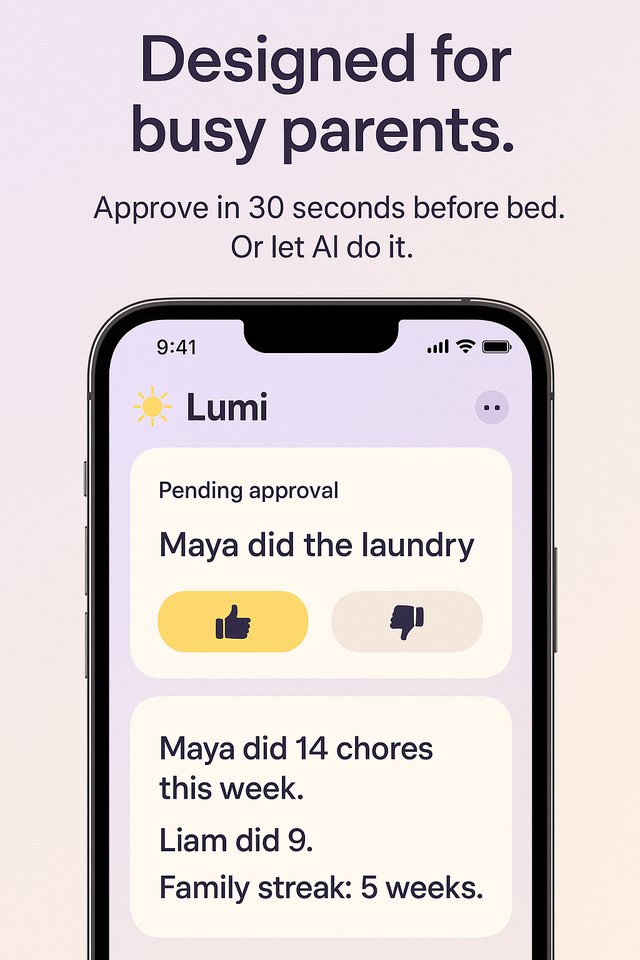 Parent dashboard — approve in 30 seconds