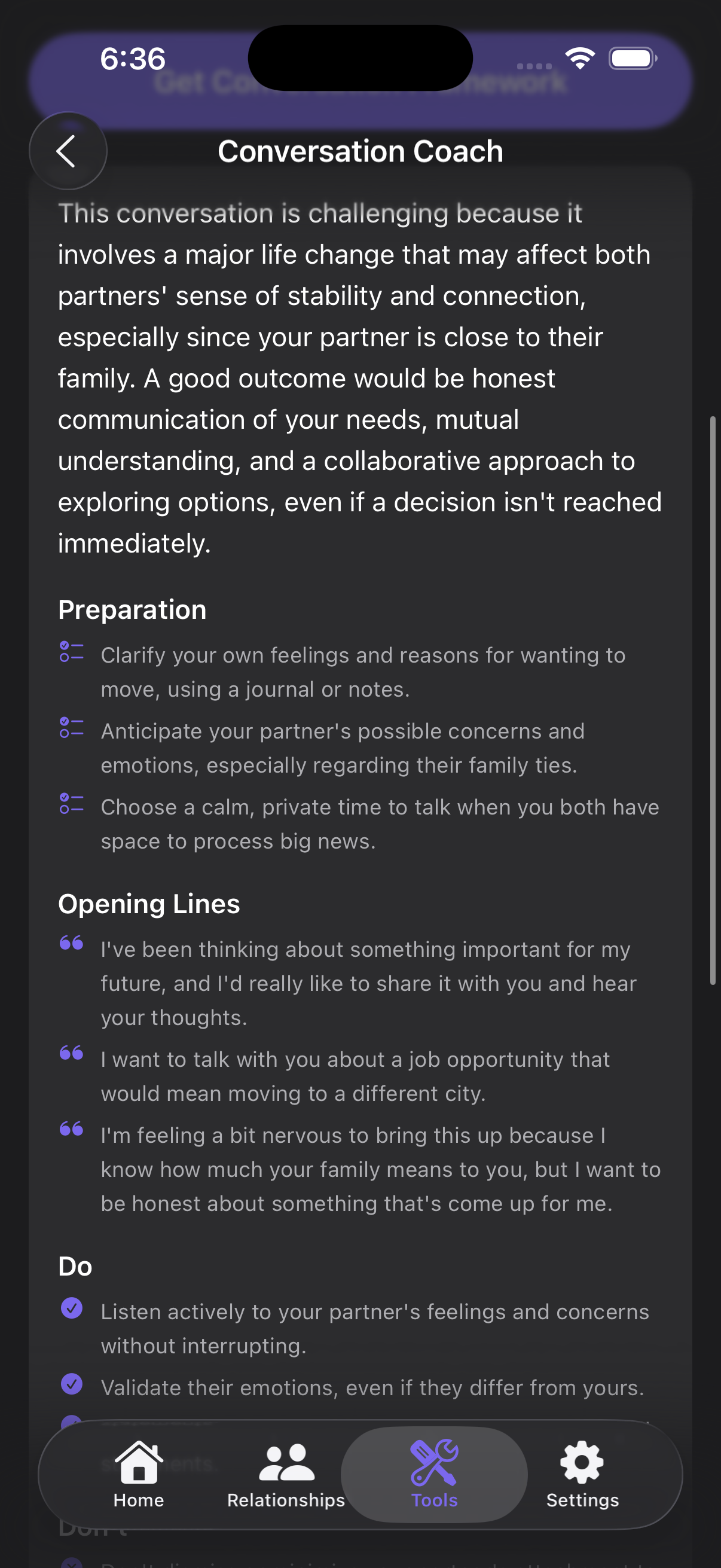 RelAI Conversation Coach - Preparation framework for difficult conversations